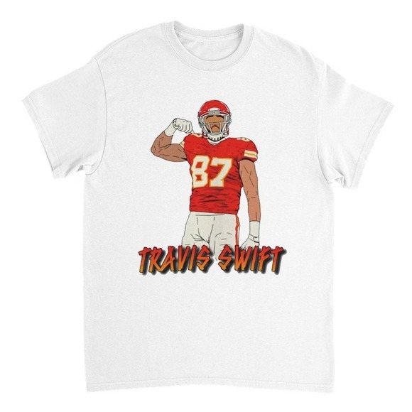 RondaG Tops - Travis Kelce Taylor Swift Tee Shirt,  Unisex Trendy T-shirt,  Football Fan Gifts
